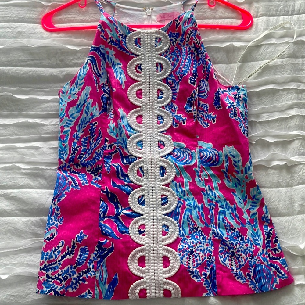 Lilly Pulitzer top size 4 pink blue coral print